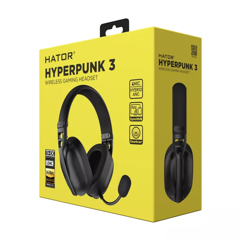 HATOR Hyperpunk 3 ασύρματο Headset Ενσύρματο & Ασύρματο Head-band Gaming USB Type-C / USB Type-A Bluetooth Μαύρο