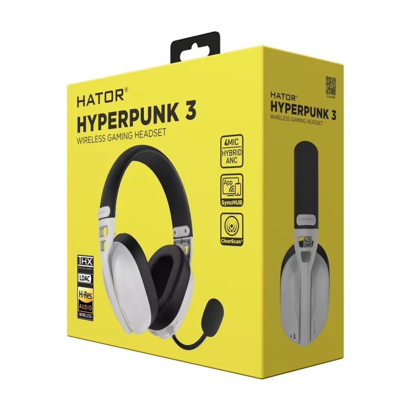 HATOR Hyperpunk 3 ασύρματο Headset Ενσύρματο & Ασύρματο Head-band Gaming USB Type-C / USB Type-A Bluetooth Λευκό