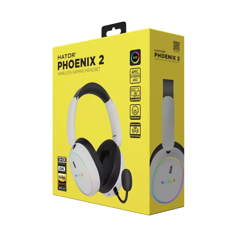 HATOR Phoenix 2 ασύρματο Headset Ενσύρματο & Ασύρματο Headband Gaming USB Type-C / USB Type-A Bluetooth Λευκό
