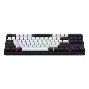 HATOR Rockfall 3 TKL Wireless, μαύρο, QMK/VIA, OMA-Profil λευκά-μαύρα keycaps Πληκτρολόγιο - γραμμικοί μηχανικοί hotswap διακόπτες - US - ANSI-Layout (HTK850)