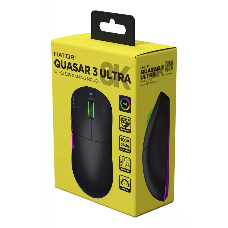 HATOR Quasar 3 Ultra 8K Wireless Ποντίκι Gaming Αμφίχειρο RF Wireless + Bluetooth + USB Type-A Οπτικό 30000 DPI