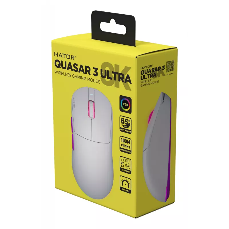 HATOR Quasar 3 Ultra 8K Wireless Ποντίκι Gaming Αμφίχειρο RF Wireless + Bluetooth + USB Type-A Οπτικό 30000 DPI