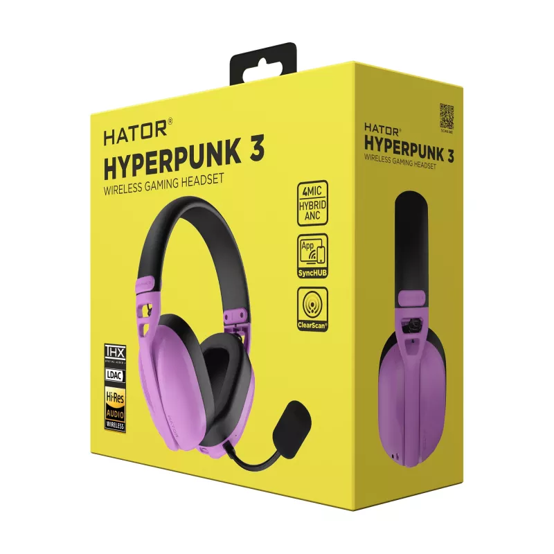 HATOR Hyperpunk 3 ασύρματο Headset Ενσύρματο & Ασύρματο Head-band Gaming USB Type-C / USB Type-A Bluetooth Βιολετί