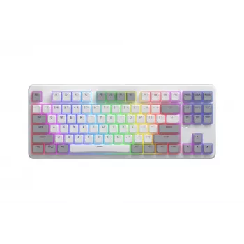 HATOR Rockfall 3 TKL Wireless, λευκό, QMK/VIA, OMA-Profil λευκά-μαύρα keycaps Πληκτρολόγιο – γραμμικοί μηχανικοί hotswap διακόπτες – US – ANSI-Layout