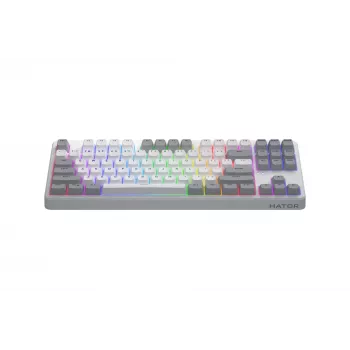 HATOR Rockfall 3 TKL Wireless, λευκό, QMK/VIA, OMA-Profil λευκά-μαύρα keycaps Πληκτρολόγιο – γραμμικοί μηχανικοί hotswap διακόπτες – US – ANSI-Layout