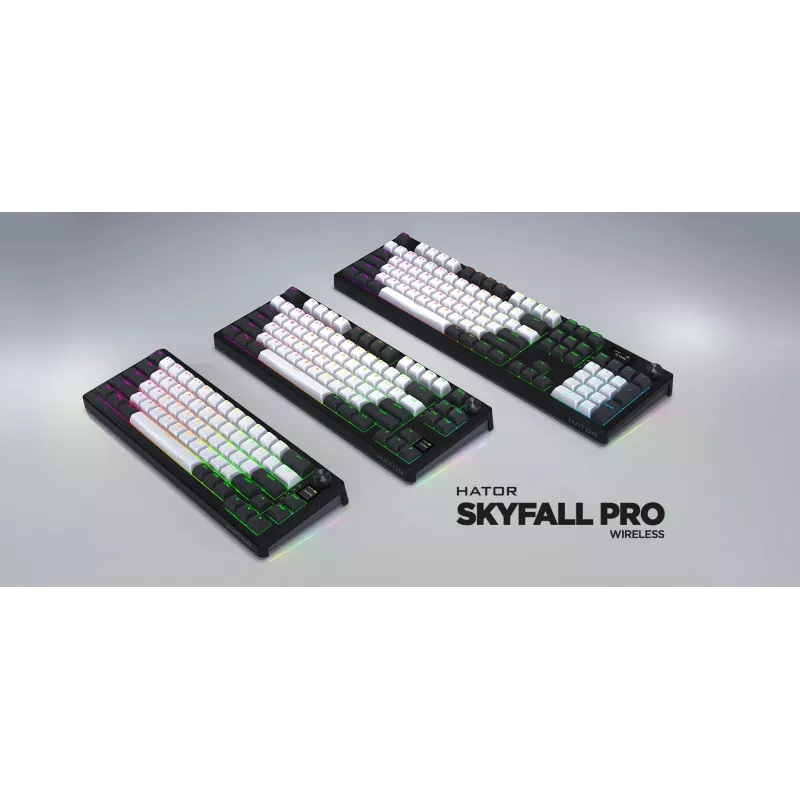 HATOR Skyfall Pro Wireless 80 Πληκτρολόγιο Gaming USB + RF Wireless + Bluetooth QWERTY US English Μαύρο, Γκρι