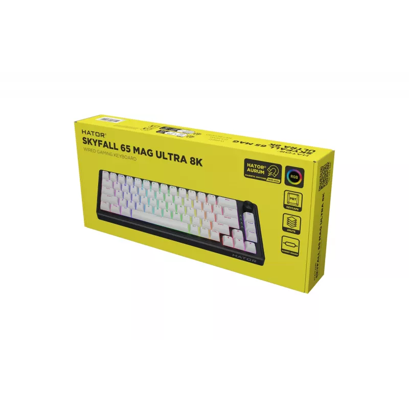 HATOR Skyfall 65 MAG ULTRA 8K Πληκτρολόγιο Gaming USB QWERTY US-Αγγλικά Μαύρο, Λευκό