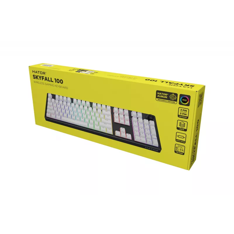 HATOR Skyfall Wireless 100 πληκτρολόγιο Gaming USB + RF Wireless + Bluetooth QWERTY US English μαύρο, λευκό