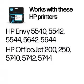 HP 62 Tri-Color γνήσιο μελανοδοχείο, κυανό, ματζέντα, κίτρινο, 1 τεμάχιο, 165 σελίδες