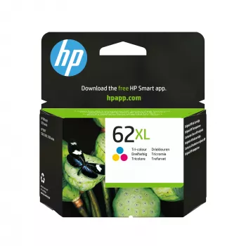 HP 62XL High Yield Tri-color γνήσιο μελανοδοχείο, κυανό, ματζέντα, κίτρινο, 1 τεμ., 415 σελίδες