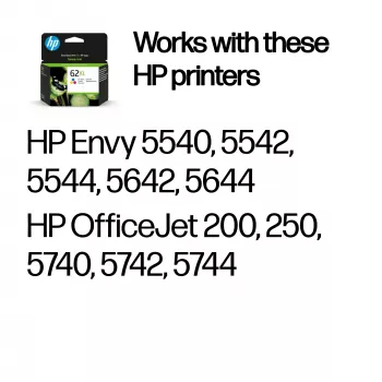 HP 62XL High Yield Tri-color γνήσιο μελανοδοχείο, κυανό, ματζέντα, κίτρινο, 1 τεμ., 415 σελίδες