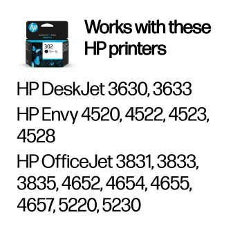 HP 302 μαύρο γνήσιο μελανοδοχείο, μαύρο, 1 τεμάχιο, 170 σελίδες