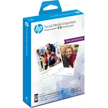 HP Social Media Snapshots επανατοποθετούμενο αυτοκόλλητο φωτογραφικό χαρτί – 25 φύλλα/10 x 13 cm, λευκό, σατινέ ματ