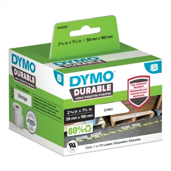 DYMO Authentic LabelWriter Durable Labels | 59 mm x 190 mm | λευκό πολυ | 170 μεγάλες αυτοκόλλητες ετικέτες | υψηλής απόδοσης | για εκτυπωτές ετικετών LabelWriter