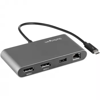 StarTech.com Dual-Monitor Thunderbolt Mini Dock, 4K 60Hz DisplayPort, Hub Χωρίς Οδηγούς για Windows & Mac, Gigabit Ethernet, 1x USB-A (USB 5Gbps), Καλώδιο 11in (28cm)