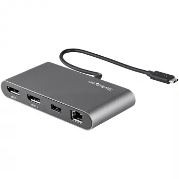 StarTech.com Dual-Monitor Thunderbolt Mini Dock, 4K 60Hz DisplayPort, Hub Χωρίς Οδηγούς για Windows & Mac, Gigabit Ethernet, 1x USB-A (USB 5Gbps), Καλώδιο 11in (28cm)