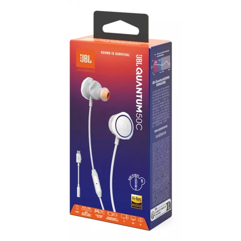 JBL Quantum 50C Ακουστικά Ενσύρματα In-Ear Gaming Λευκό
