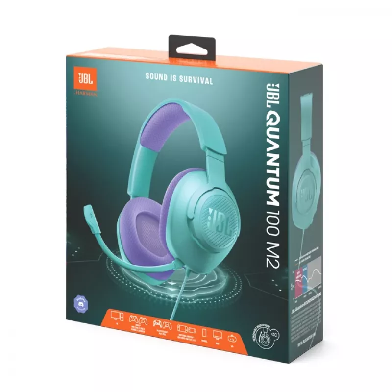 JBL Quantum 100M2 Ακουστικά Ενσύρματα Headband Gaming Κυανό