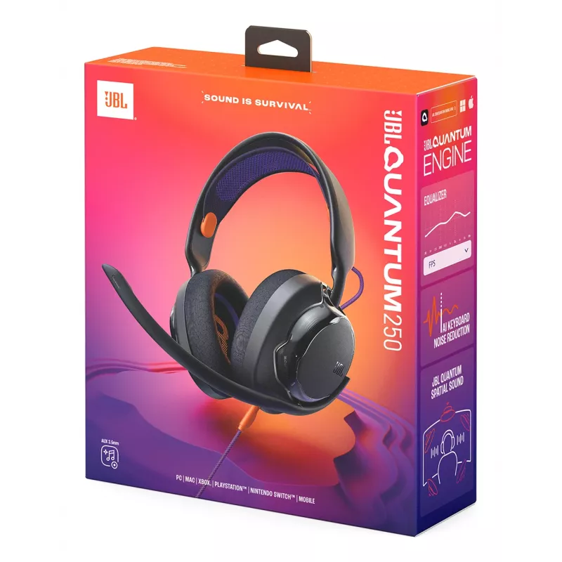 JBL Quantum 250 Ακουστικά Ενσύρματα Headband Gaming Μαύρο