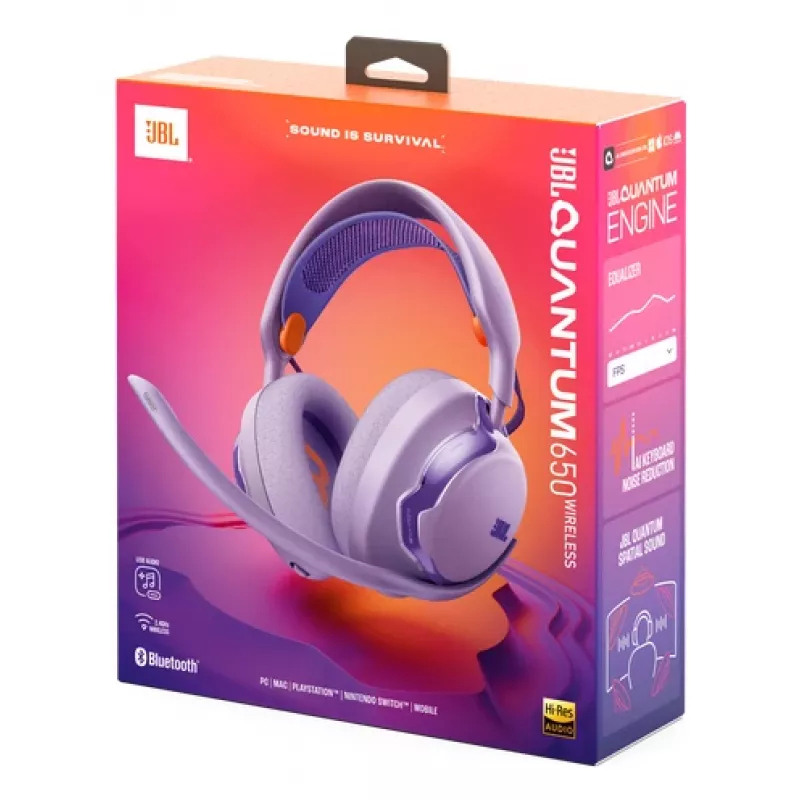 JBL Quantum 650 Headset Ασύρματα Ακουστικά Gaming USB Type-C Bluetooth Μωβ