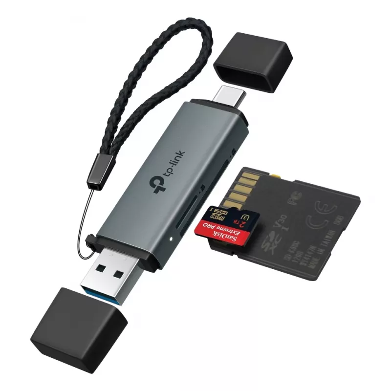 Αναγνώστης καρτών TP‑LINK UA430D USB 3.1 — Υποστήριξη MicroSD/SD, 200 Mbit/s, Μαύρο, 75×22,9×9,3 mm
