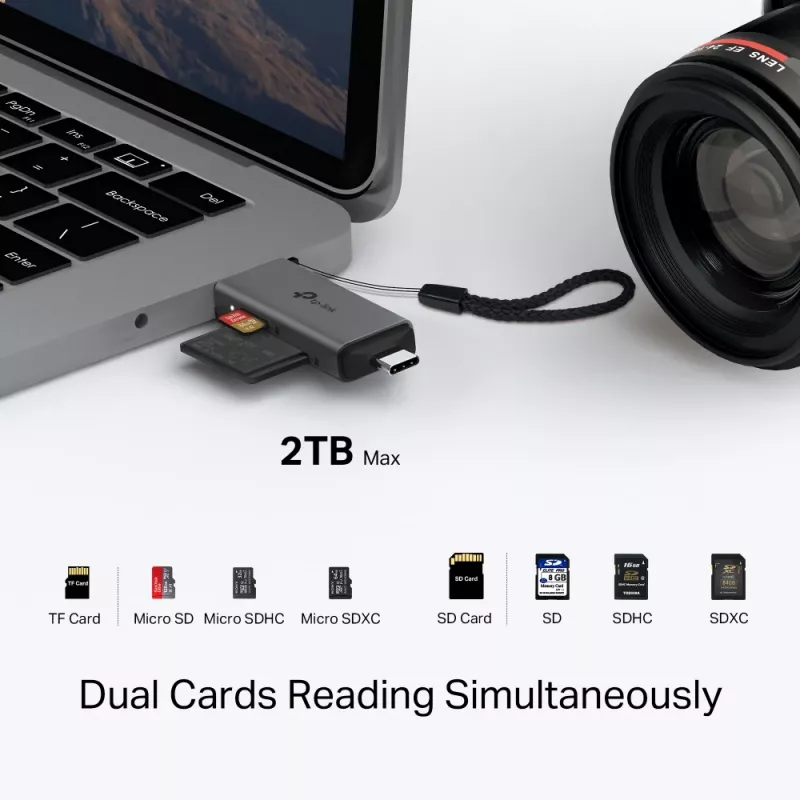 Αναγνώστης καρτών TP‑LINK UA430D USB 3.1 — Υποστήριξη MicroSD/SD, 200 Mbit/s, Μαύρο, 75×22,9×9,3 mm