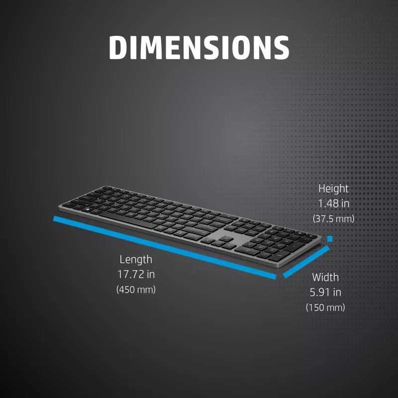 HP 975 Dual-Mode Wireless Πληκτρολόγιο Full-Size Ασύρματο RF Bluetooth Μαύρο