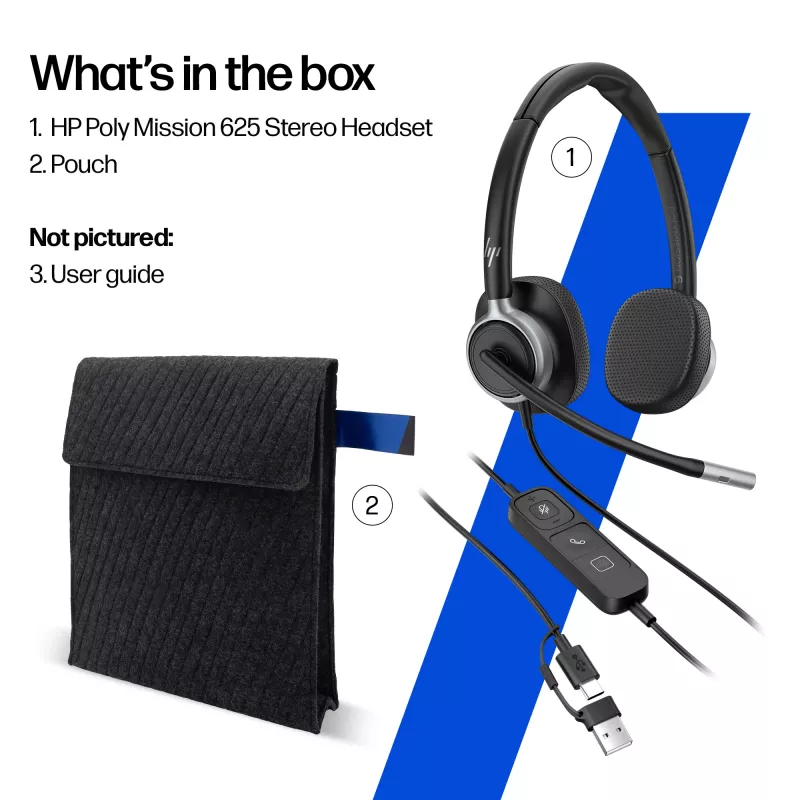 Ενσύρματο Στερεοφωνικό Headset HP POLY Mission 625 με USB (C01C6AA)