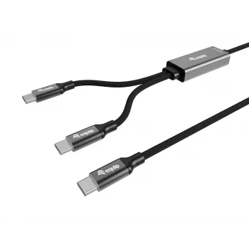 Καλώδιο φόρτισης Y USB-C σε 2x USB-C EQUIP 1,5 m PD 140 W, USB 2.0, μαύρο