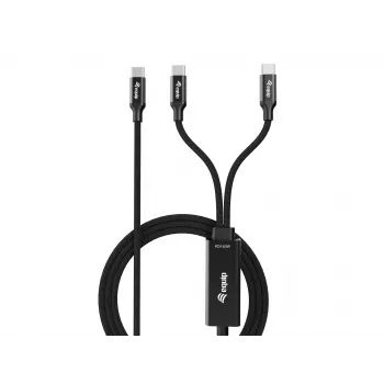 Καλώδιο φόρτισης Y USB-C σε 2x USB-C EQUIP 1,5 m PD 140 W, USB 2.0, μαύρο