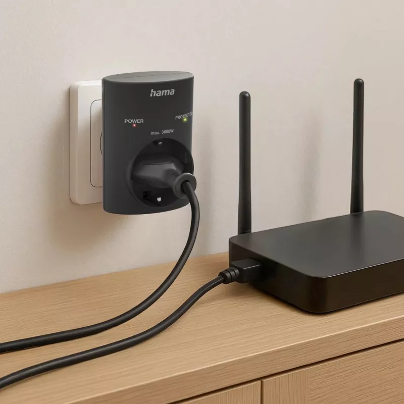 Hama 00223325 Αντάπτορας πρίζας Schuko με προστασία υπέρτασης