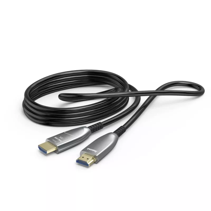 Hama 00202036 Καλώδιο HDMI 15 m HDMI Type-A (Standard) Μαύρο, Γκρι, Ασημί