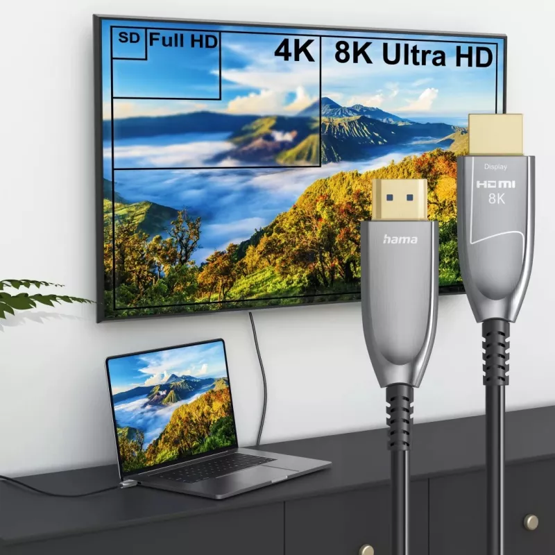 Hama 00202036 Καλώδιο HDMI 15 m HDMI Type-A (Standard) Μαύρο, Γκρι, Ασημί