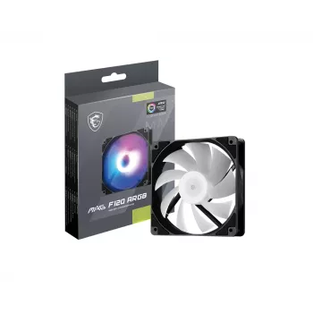 Ανεμιστήρας Κουτιού MSI MAG F120 ARGB — 120 mm, 1300 U/min, υδραυλικό ρουλεμάν, μαύρο