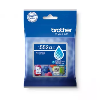 Κασέτα μελάνης Brother LC552XLC, Original Cyan μελάνι pigment, Ατομική συσκευασία, Απόδοση 1500 σελίδες