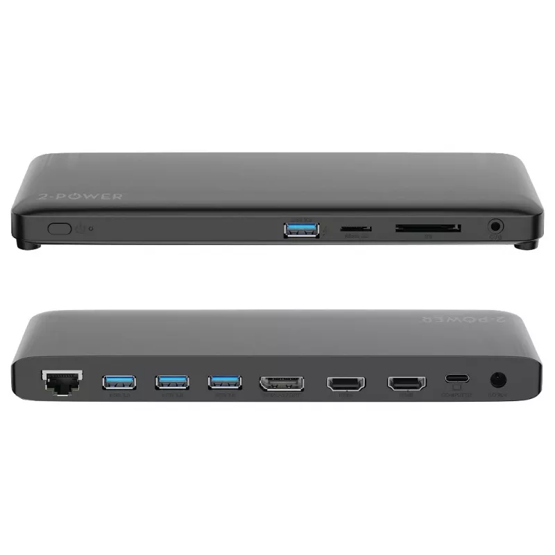 2-Power DOC0117A Σταθμός σύνδεσης/Port replicator laptop Μαύρο