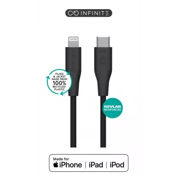 Καλώδιο Lightning σε USB-C eSTUFF ES602180 — 1 m, μαύρο, πιστοποιημένο MFi, RoHS