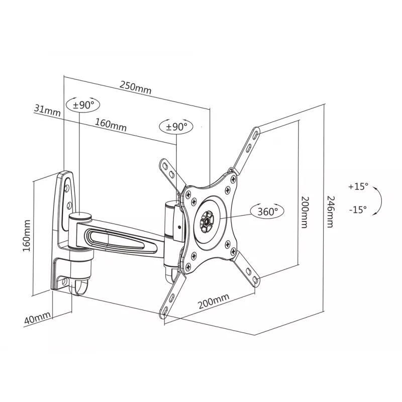 Multibrackets M VESA Flexarm 360 II Βάση Μαύρο 75 100 200