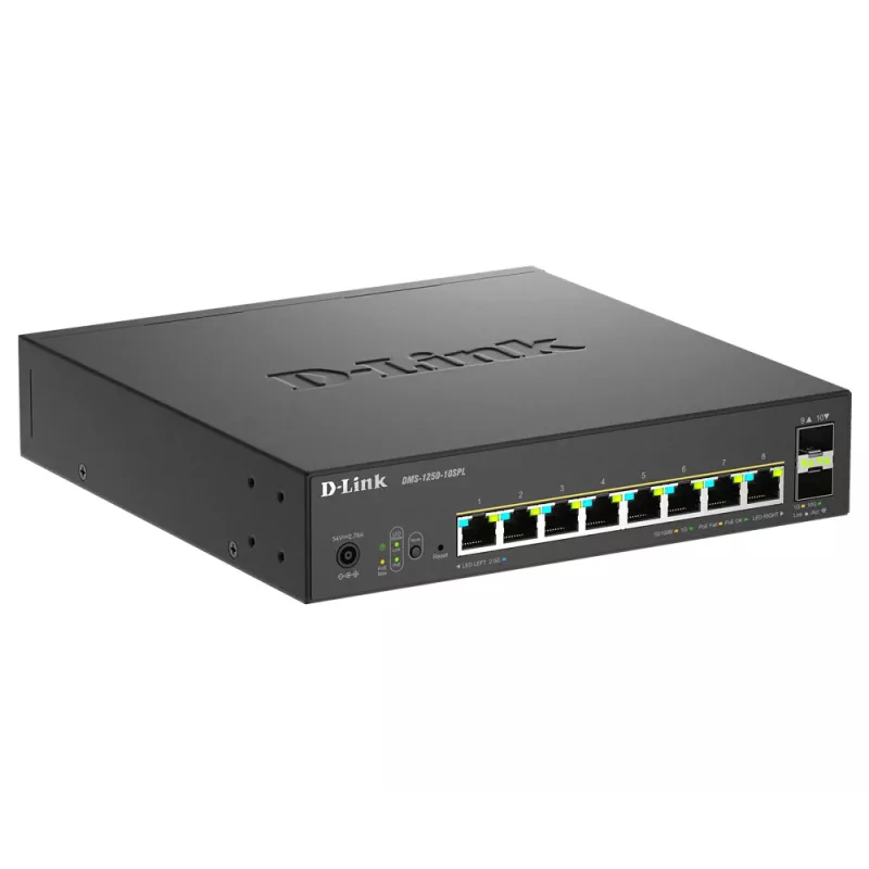 D-Link Διακόπτης 10 θυρών Multi-Gigabit Smart Managed PoE+ με 8 θύρες Multi-Gigabit 2.5G PoE και 2 θύρες 10G SFP+