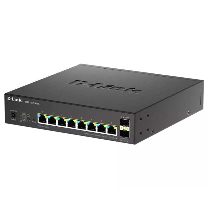 D-Link Διακόπτης 10 θυρών Multi-Gigabit Smart Managed PoE+ με 8 θύρες Multi-Gigabit 2.5G PoE και 2 θύρες 10G SFP+