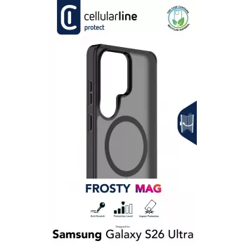 Cellularline FROSTY MAG - Galaxy S26 Ultra Ημιδιαφανής θήκη με ματ επιφάνεια και χρωματιστά άκρα, συμβατή με το οικοσύστημα Qi2 και μαγνητικά αξεσουάρ για Samsung.