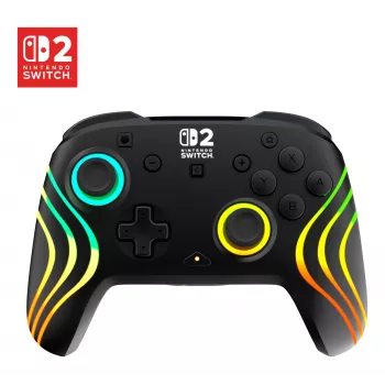 Ασύρματο RGB gaming χειριστήριο Turtle Beach Afterglow Wave μαύρο για Nintendo Switch 2 — Bluetooth/USB-C, ενσωματωμένη μπαταρία 20 h, καλώδιο 3 m
