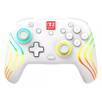 Ασύρματο RGB gaming χειριστήριο Turtle Beach Afterglow Wave λευκό για Nintendo Switch 2, Bluetooth/USB-C, ενσωματωμένη μπαταρία 20h, καλώδιο 3m