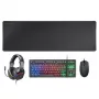 Mars Gaming 4-in-1 Gaming Combo MCP-RGB3, ενσύρματο, USB, μεμβράνη, RGB LED, μαύρο, με ποντίκι