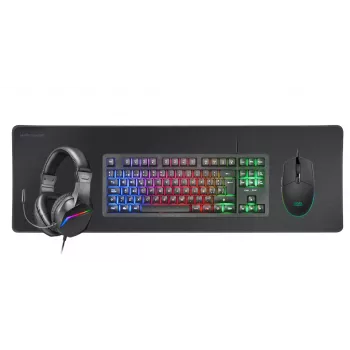 Mars Gaming 4-in-1 Gaming Combo MCP-RGB3, ενσύρματο, USB, μεμβράνη, RGB LED, μαύρο, με ποντίκι