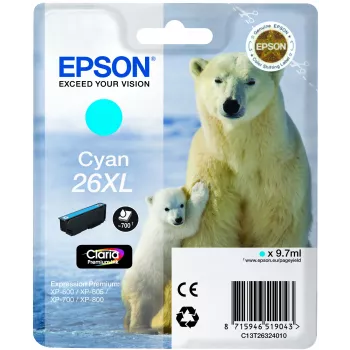 Epson Polar bear μονή συσκευασία cyan 26XL Claria Premium Ink