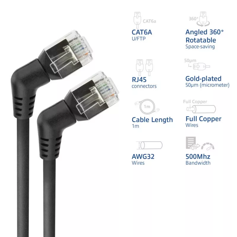 Καλώδιο δικτύου ACT DD1901 Cat6 U/FTP (STP) 1 m RJ-45 μαύρο