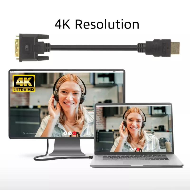 ACT AK3736 αντάπτορας καλωδίου βίντεο 3 m HDMI Type A (Standard) DVI-D μαύρο
