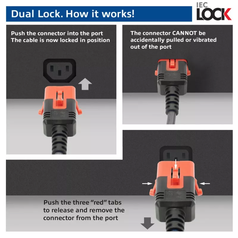 ACT καλώδιο τροφοδοσίας C14 IEC Lock+ Dual Locking - C15 IEC Lock+ μαύρο 2 m, PC3872