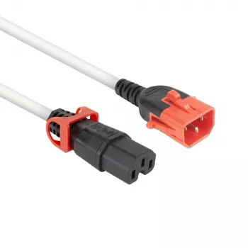 ACT καλώδιο τροφοδοσίας C14 IEC Lock+ Dual Locking - C15 IEC Lock+ λευκό 3 m, PC3879